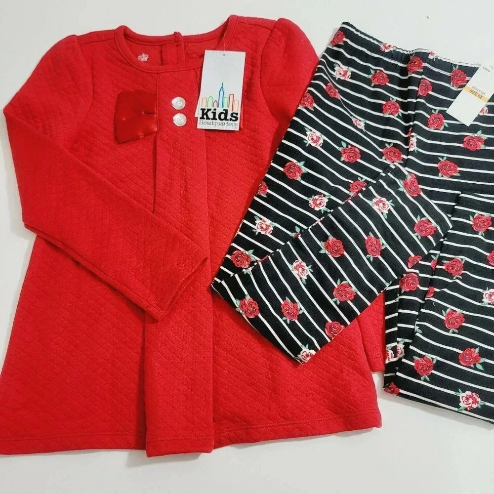 Kids Headquarter Girls Top Bow 2 Piece Pant.Size 6X